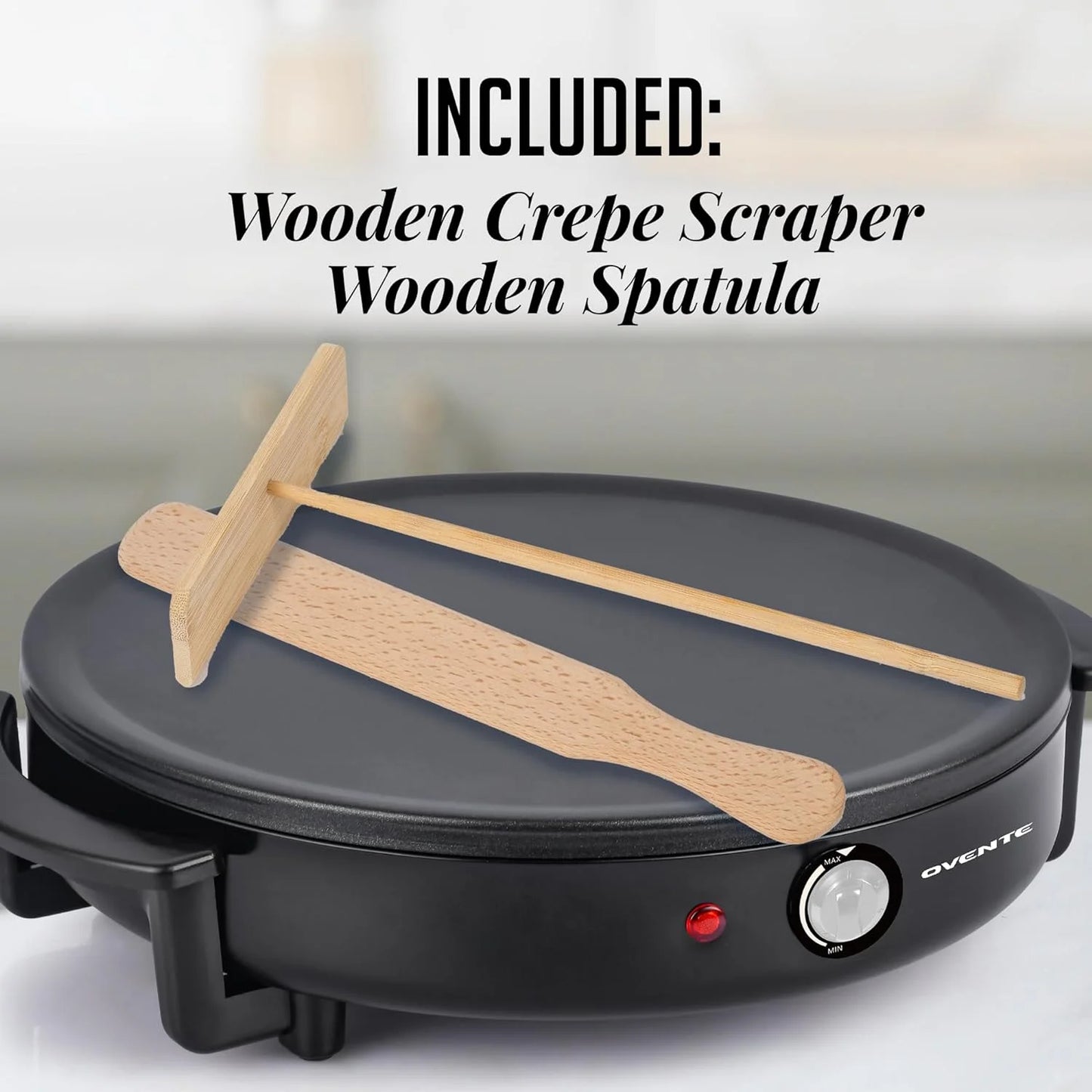 Electric Crepe Maker and Pancake Griddle Cooktop with 12" Nonstick Hot Plate, Black CRM1122B