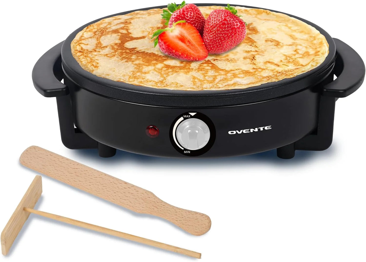 Electric Crepe Maker and Pancake Griddle Cooktop with 12" Nonstick Hot Plate, Black CRM1122B