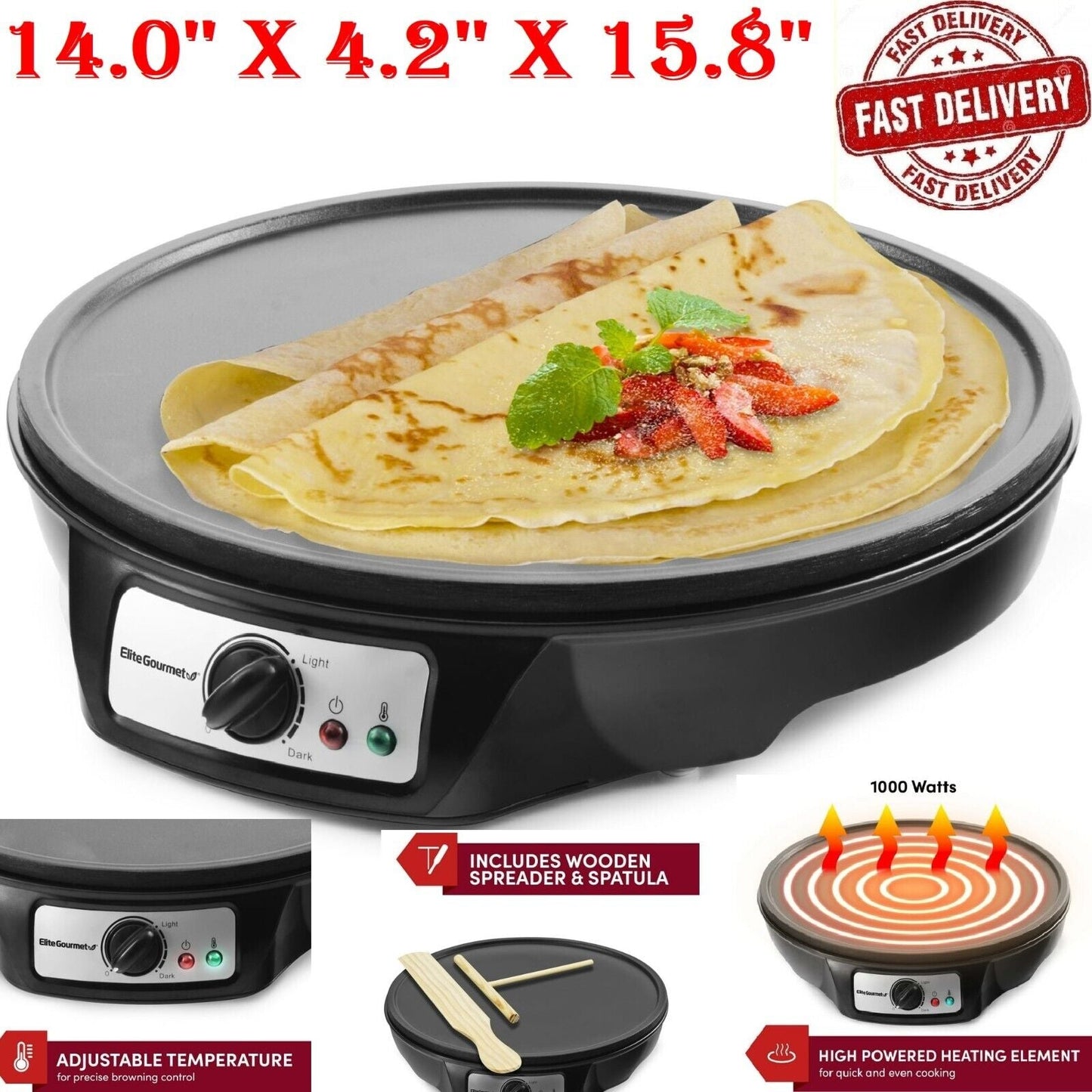 12" Electric Crepe Maker & Griddle Machine Pancake Non - Stick Baking Kitchen - EcoSphere Market
