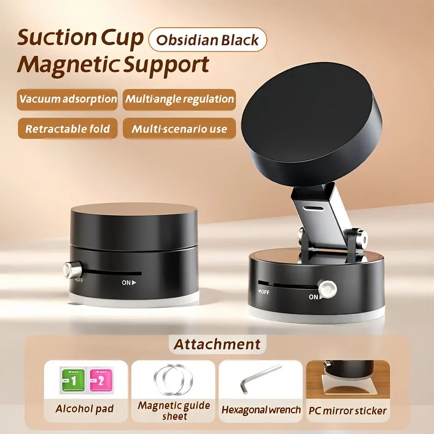 360 Vacuum Strong Magnetic Phone Holder Suction Cup Car Stand Foldable Car Mount - EcoSphere Market