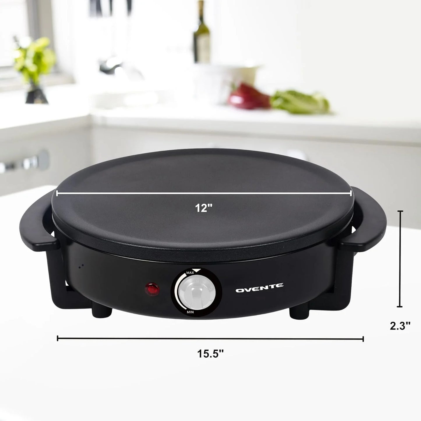Electric Crepe Maker and Pancake Griddle Cooktop with 12" Nonstick Hot Plate, Black CRM1122B