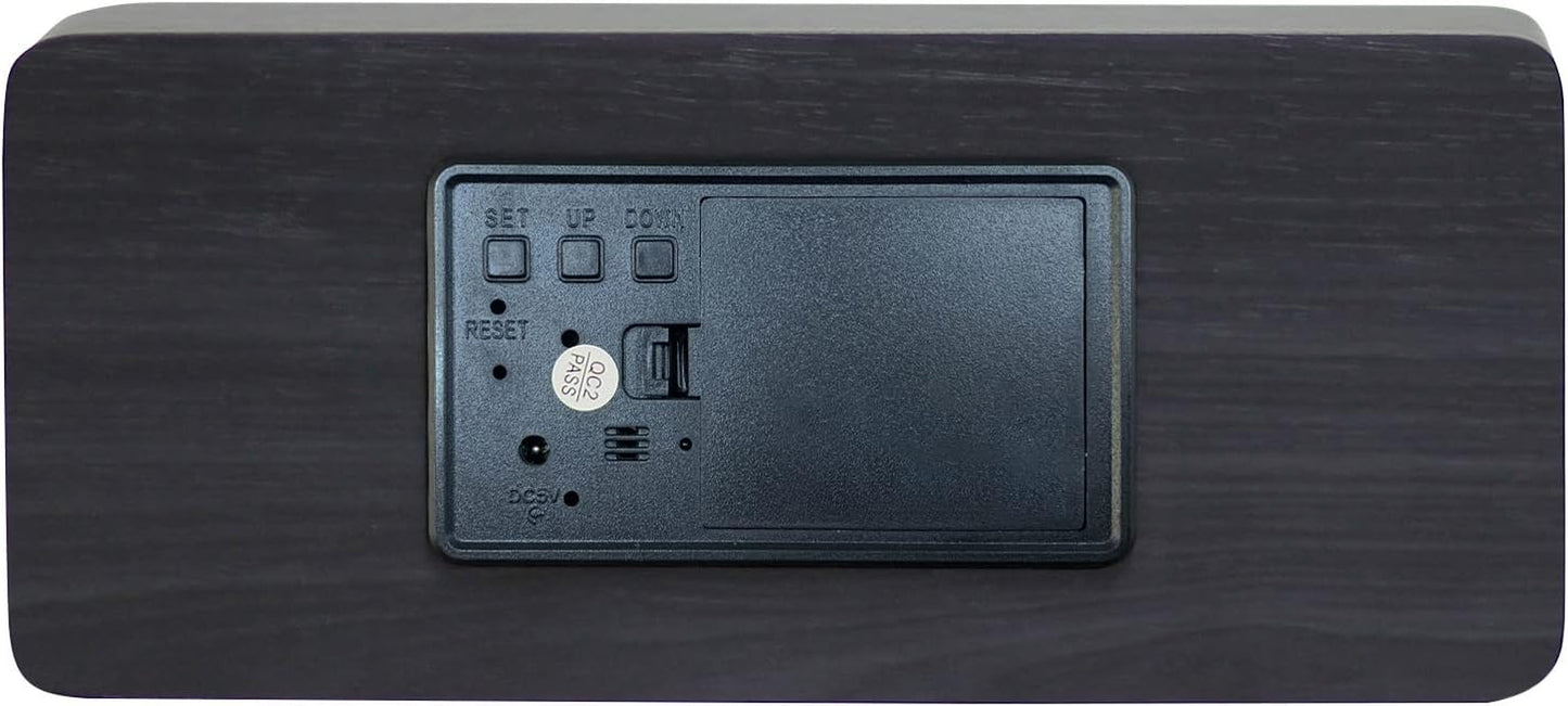 LED Wooden Digital Alarm Clock,Bedside Clock,Creative Luminous Clock,Living Room,Stylish Simple Table Clock (Black)