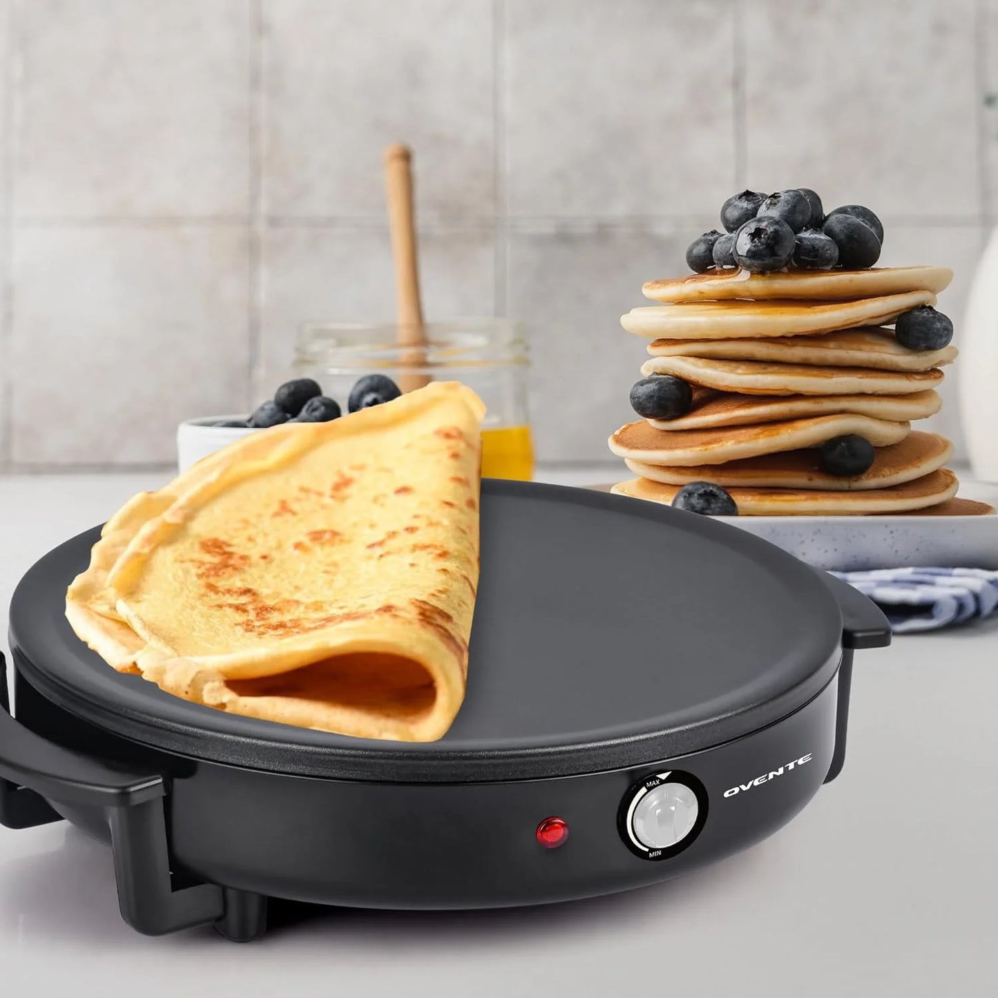 Electric Crepe Maker and Pancake Griddle Cooktop with 12" Nonstick Hot Plate, Black CRM1122B