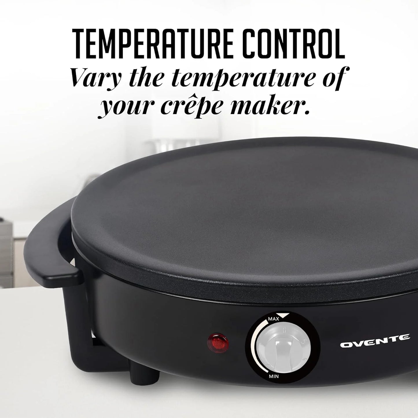 Electric Crepe Maker and Pancake Griddle Cooktop with 12" Nonstick Hot Plate, Black CRM1122B