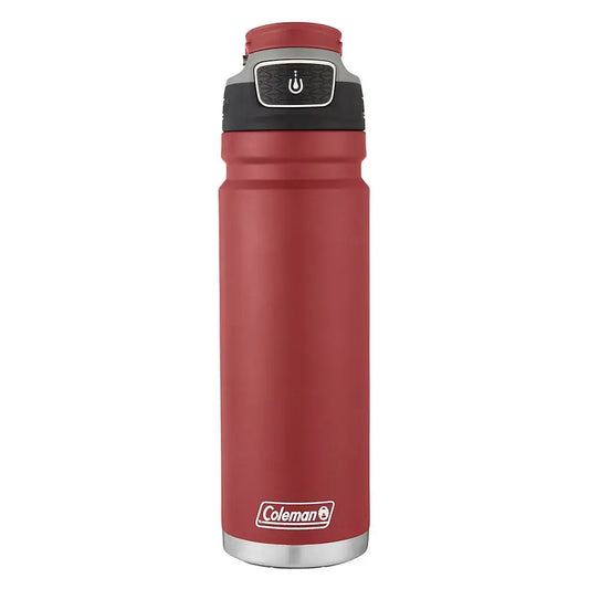 EcoSphere Stainless Steel Bottle in blue on a wooden table