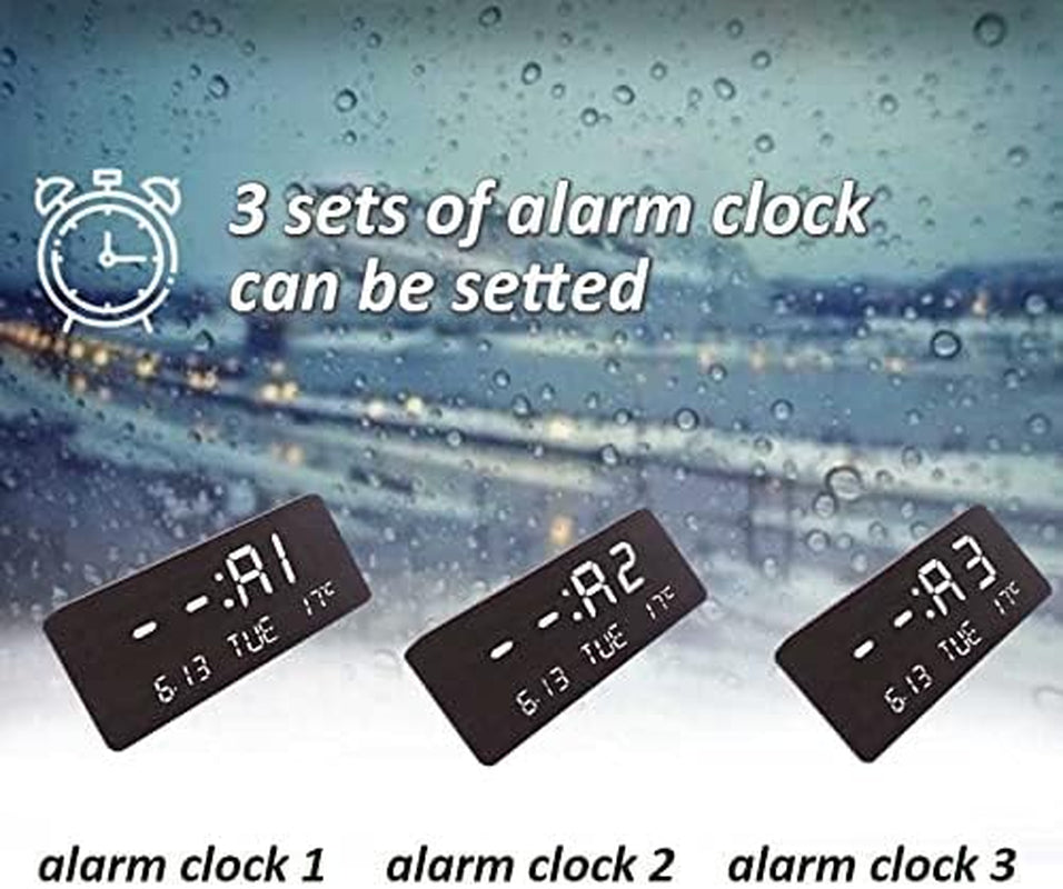 LED Wooden Digital Alarm Clock,Bedside Clock,Creative Luminous Clock,Living Room,Stylish Simple Table Clock (Black)