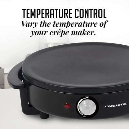 Electric Crepe Maker and Pancake Griddle Cooktop with 12" Nonstick Hot Plate, Black CRM1122B - EcoSphere Market